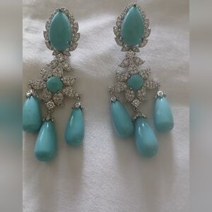 Elegant Turquoise and Silver Drop Earrings